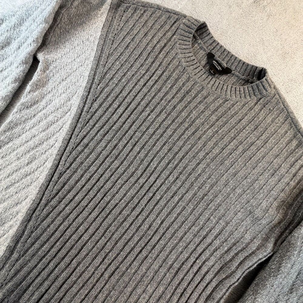 Simply Vera Vera Wang Sweater Womens Large Ribbed Colorblock Gray Knit